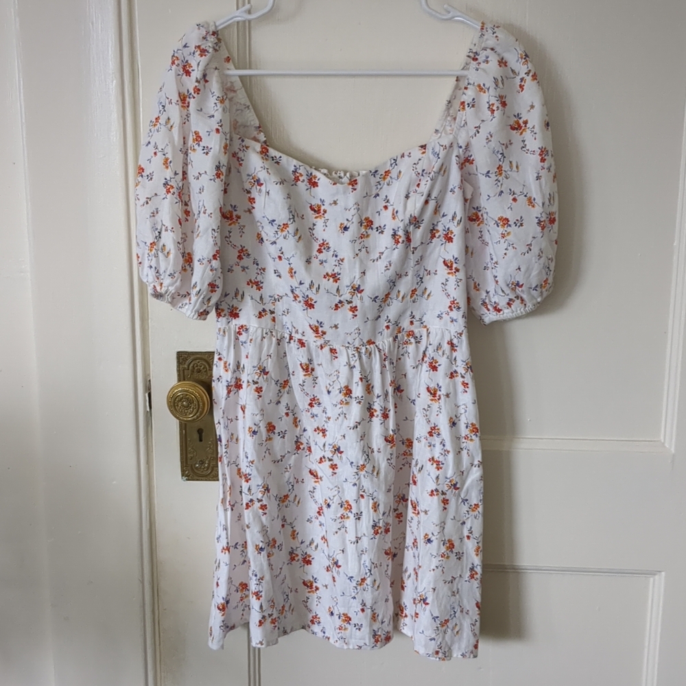 Reformation Harris Gabrielle Linen Mini Dress‎ Puff Sleeve Floral Size 4 - Picture 3 of 12